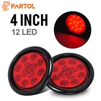 Partol 4" Inch Red 12 LED Round Backup Tail Stop Turn Truck Light Universal for Trucks trailers tractors semi-trailer Dump Truck