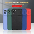 Силиконовый ударопрочный чехол с нажимным окошком для Xiaomi Xioami Redmi Note 10 9 8 Pro Max 10s 9s 9t Кожаный задний бампер с узором Личи