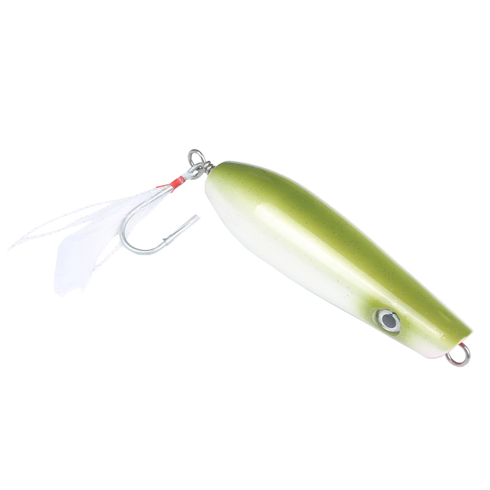 1 Pc Mizugiwa 11cm 40g Handmade Wooden Popper Lure GT Surface Popping Deep Sea Boat Fishing Bait Ocean With Feather Hook | Спорт и