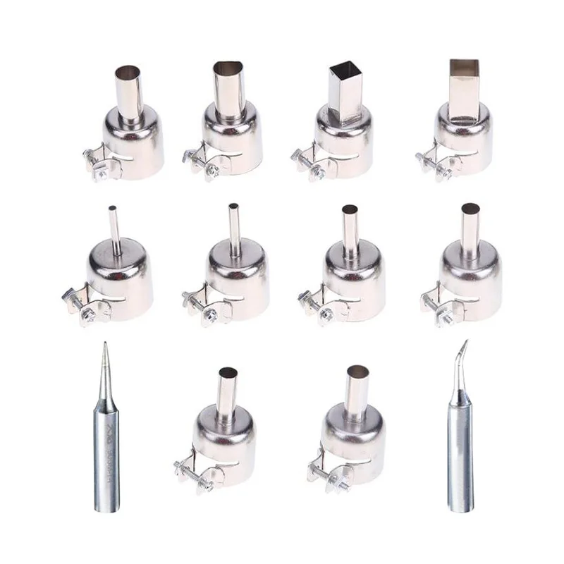 

Promotion! 12Pcs Heat Nozzles Solder Tool Replacement Nozzle for 850 852D 950 952 990 Series Hot Air Soldering Station