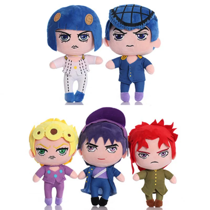 

22cm Jojos Bizarre Adventure Plush Toys Giorno Giovanna Kujo Jotaro Josuke Higashikata Bruno Bucciarati Soft Stuffed Dolls