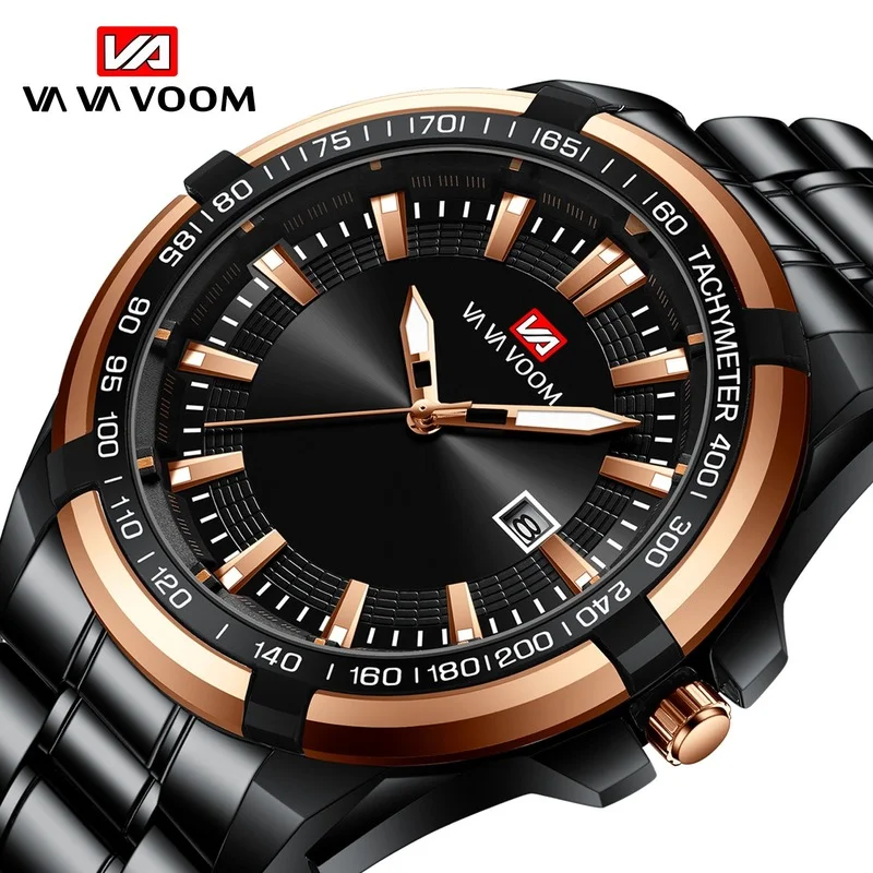 

Black gold non-automatic mechanical men's watch business calendar watch simple atmospheric luminous pointer watch
