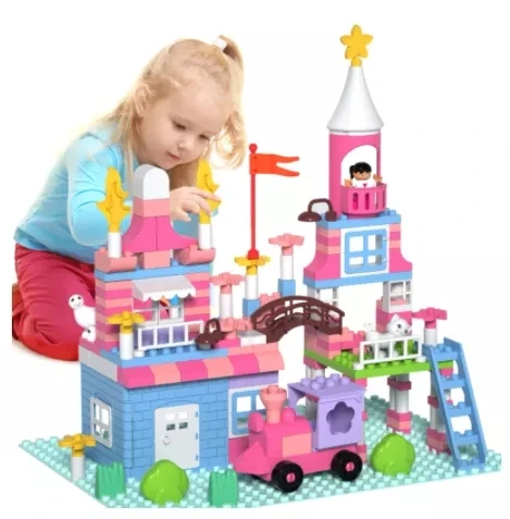 Замок принцессы розовый из кубиков игрушка сделай сам для девочек дом большого