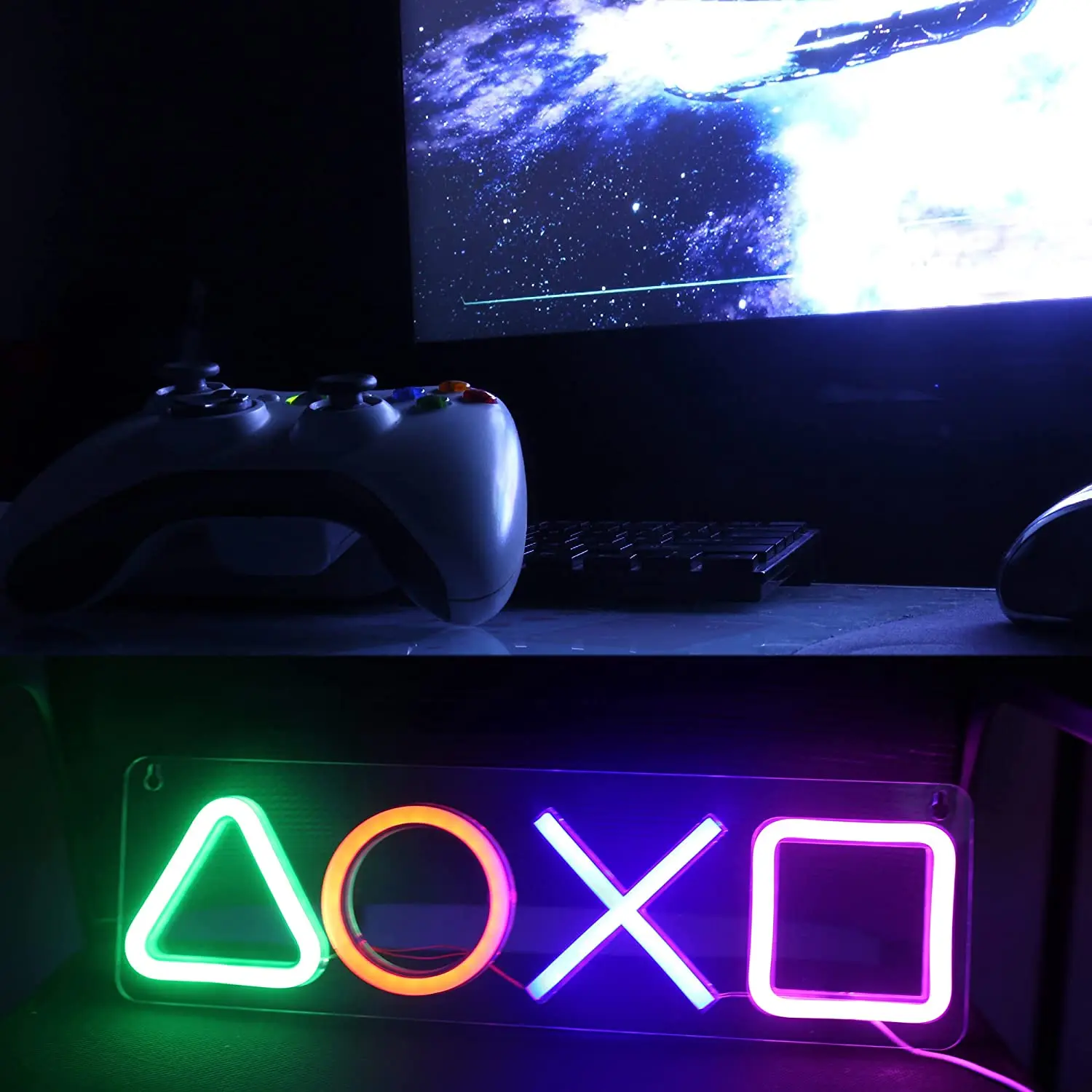 Неоновая светодиодная вывеска в виде иконы игр светодиодный настенный