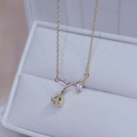 simple rose flower pendant necklace 14k real gold electroplating sexy womens clavicle necklace fashion korean jewelry