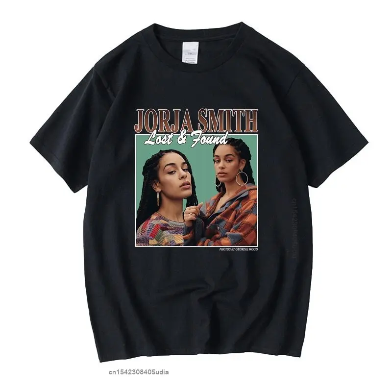 

Jorja Smith Manga Vintage Unisex Black Tshirt Men Tshirts O-Neck Casual Retro Graphic T Shirts Cotton T Shirt Man Woman Tees