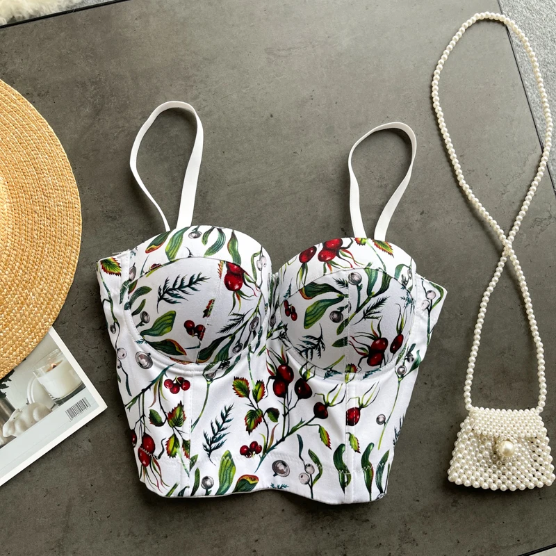Топ женский короткий с принтом пикантный бюстье без рукавов модель R835|Топы| |