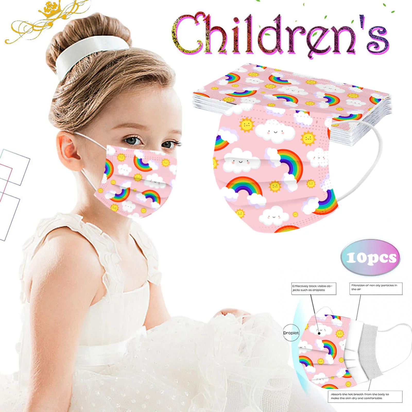 

Disposable Printed Face Masks for Kids 50pcs Mixed 3Ply Ear Loop 2021 Christmas Mouth Covering mascarillas nios
