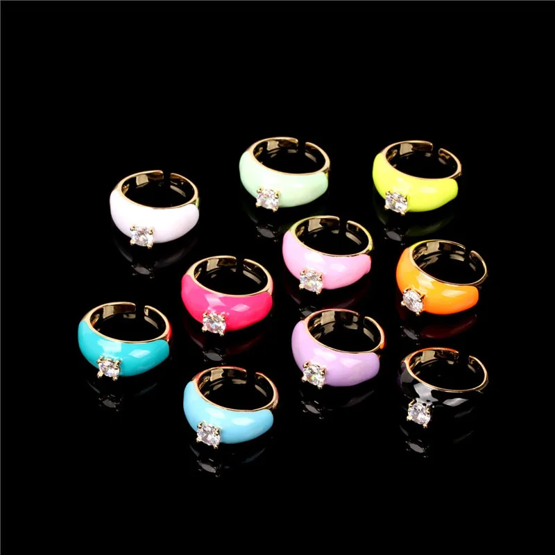 Эмалированные кольца радужного цвета для женщин винтажные открытые