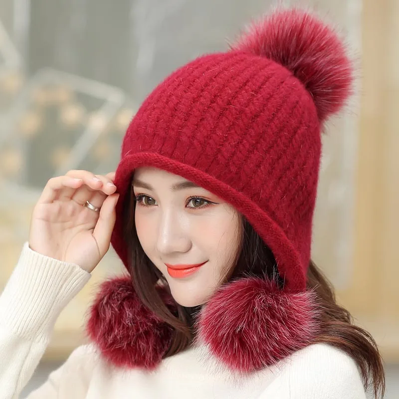 

Fur Ball Beanies Hats Women Winter Hats for Men Women Cotton Blended Hip Hop Caps Warm Hat UnisexWinter Cap Bonnet Hats
