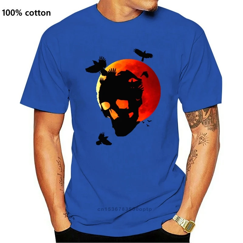 

Новинка, 3D футболка для отдыха с цифровым принтом, распространенная футболка для Хэллоуина, с черепом, воронами на крови лунные футболки 2021, ...