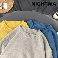 nightwa 2021 new coming autumn winter sweater o collar solid color pullover basic all match sweater primer shirt long sleeve top