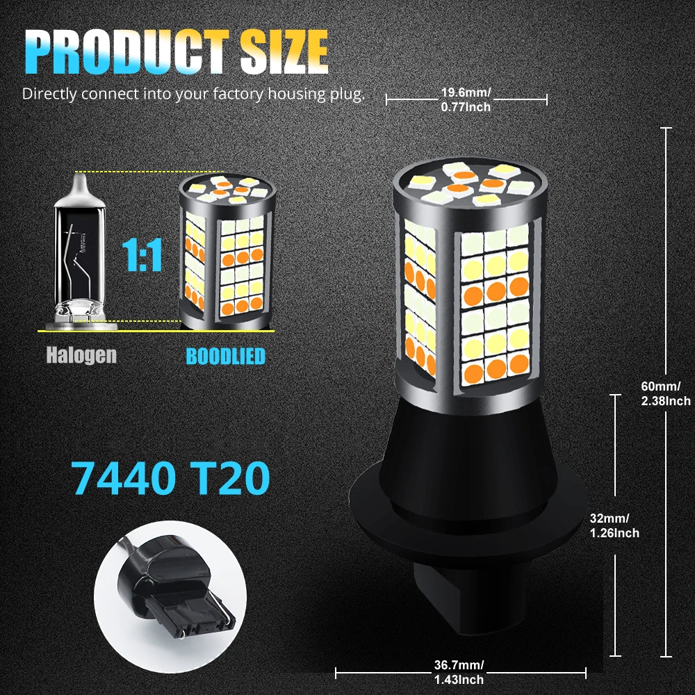 2 шт. T20 7440 W21W Светодиодный лампочки Canbus 81 SMD белый янтарь лед голубой цвет авто