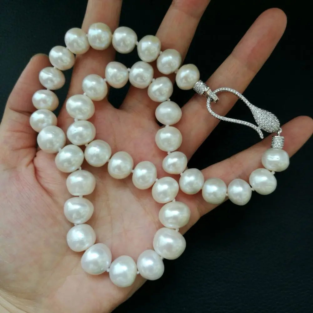 

Natural freshwater pearl A 10-12mm pearl necklace luxury crystal clasp 19inch