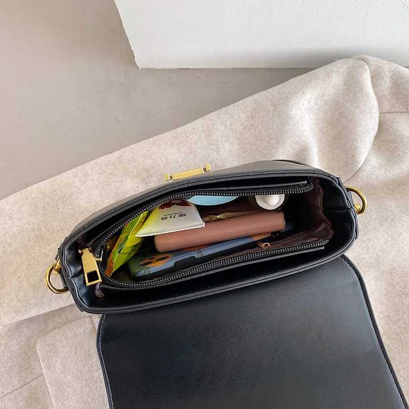 

New Small PU Leather Saddle Bags for Women 2021 Shoulder Simple Bag Lady Branded Trending Handbags and Purse Women's Hand Bag