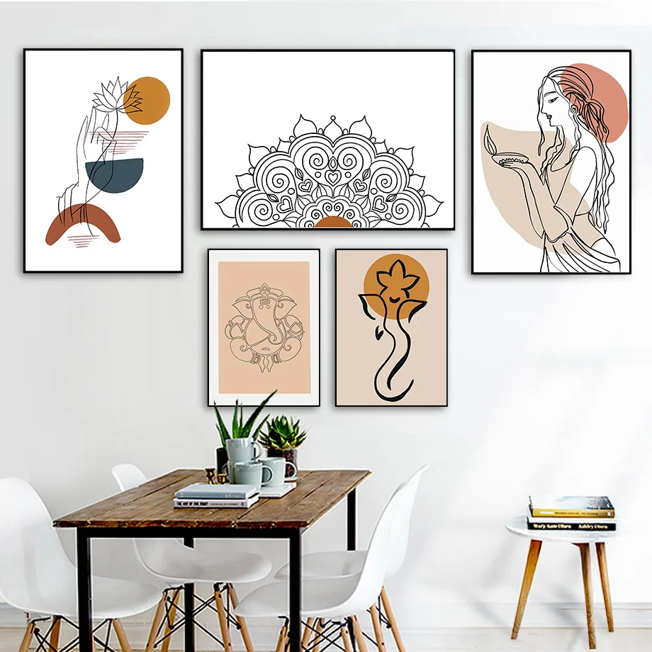 

Abstract Line Flower Girl Hand Minimalist Nordic Posters And Prints Wall Art Canvas Painting Wall Pictures For Living Room Decor