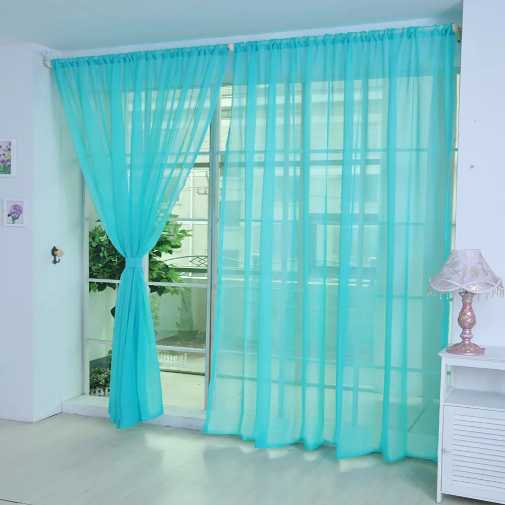 

1pcs Pure color wedding gauze glass transparent transparent window gauze color finished curtain curtains for bedroom