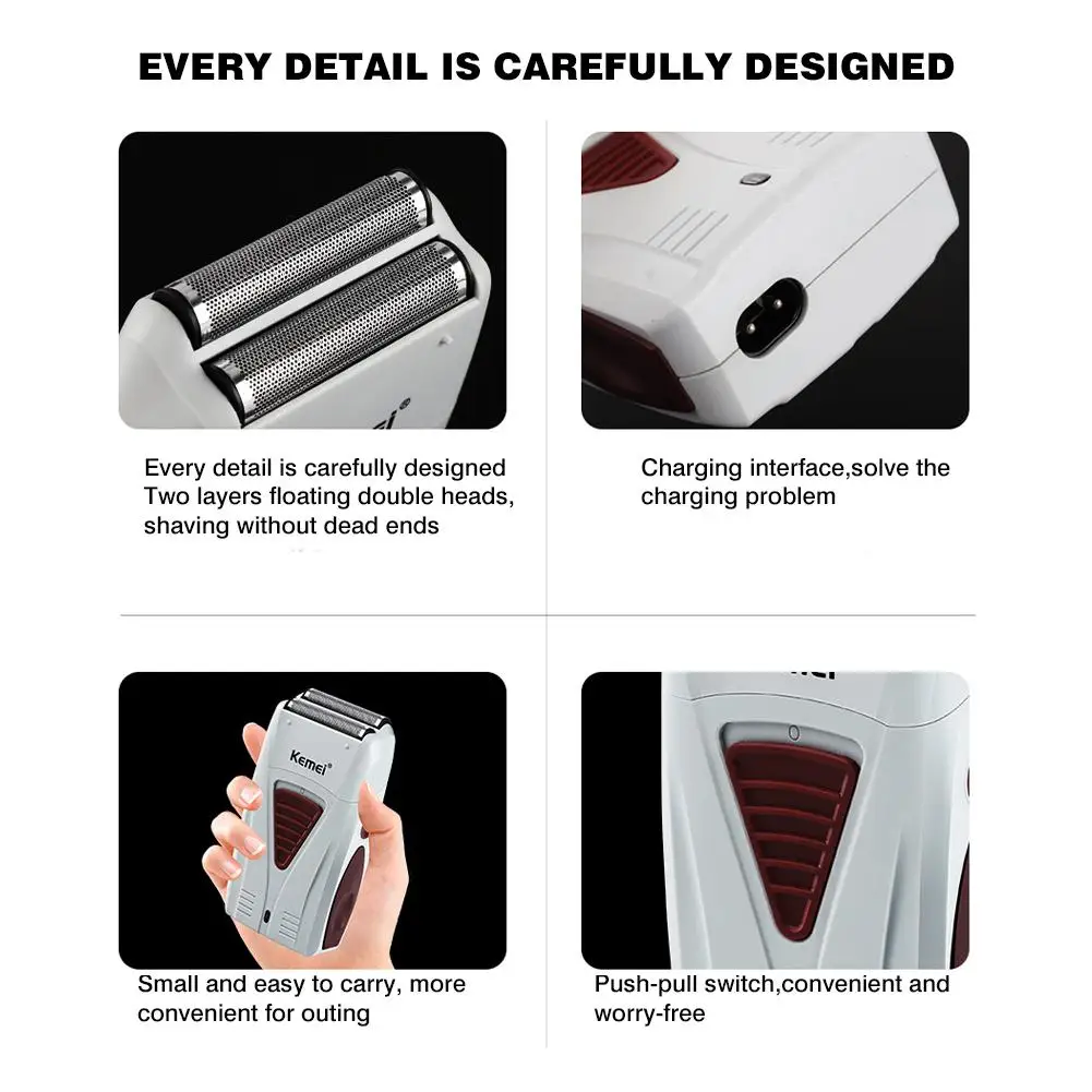 

Electric Shaver Portable Rechargeable Cordless Waterproof Shaver Razor For Men Multifunction Strong Trimmer With Cleaning Brush