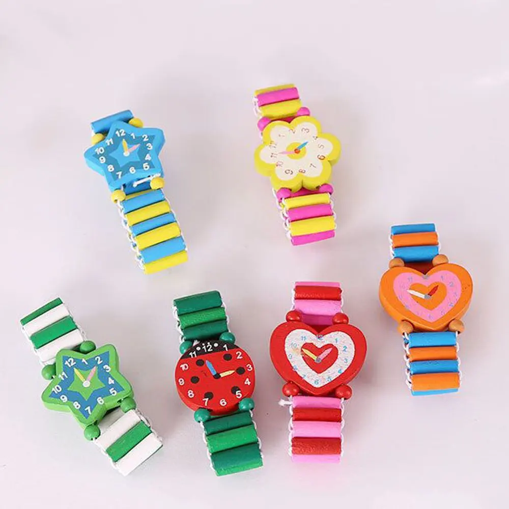 1 шт Мультяшные деревянные часы игрушки креативные ручной работы эластичные