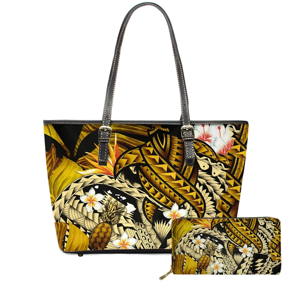 

Customized Kanaka Maoli (Hawaiian) Pineapple Banana Leaves Turtle Tattoo Print Women Luxury Shoulder Bag And Purse Bolsa Mujer