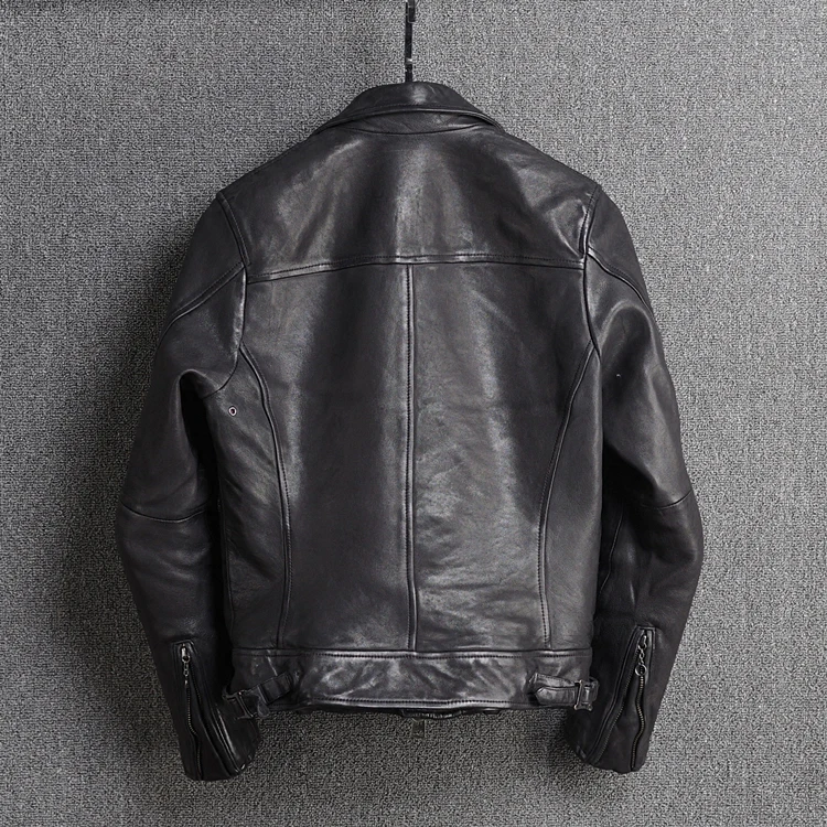 Натуральная японская Стильная приталенная мотоциклетная Мужская куртка из