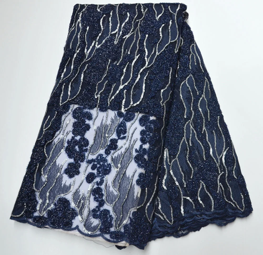 Красивые темно синие африканские кружевные ткани 2020 высокое качество кружева