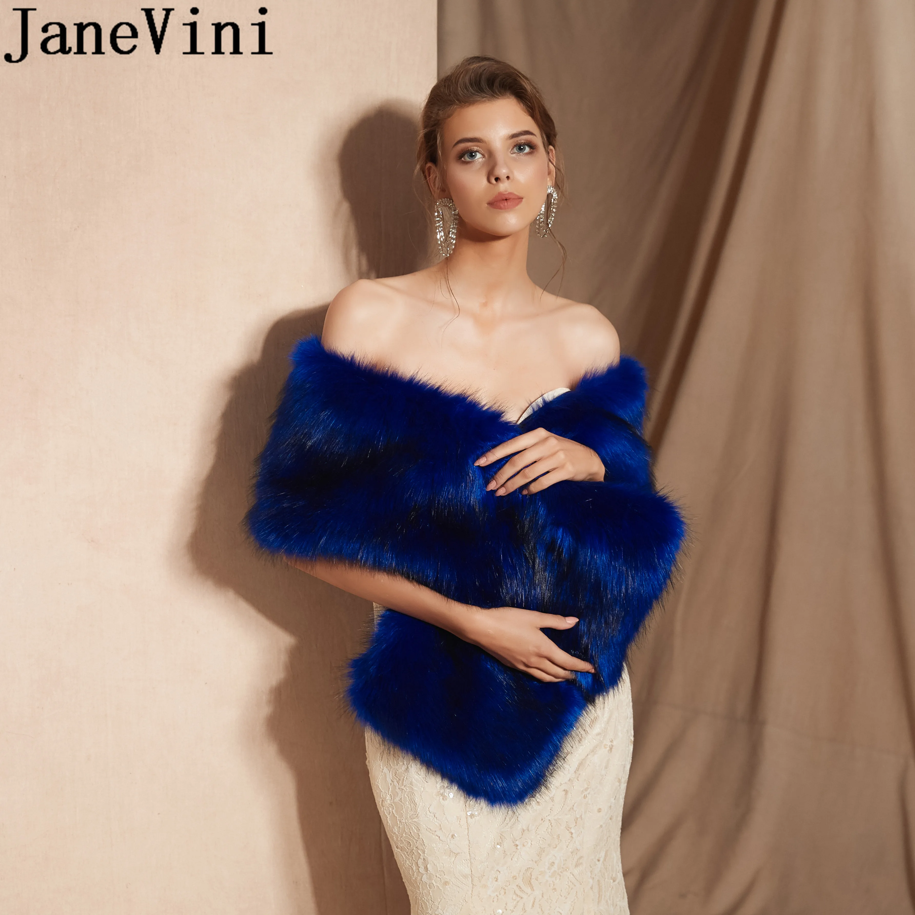 JaneVini элегантные меховые Свадебные накидки женские зимние из искусственного меха