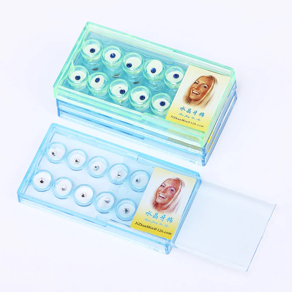 

10pcs/Box 2mm Dental Colorful Crystal Stick Shape Punk Tooth Fashion Jewelry Gem Decor with Ornaments Box Teeth Decorations