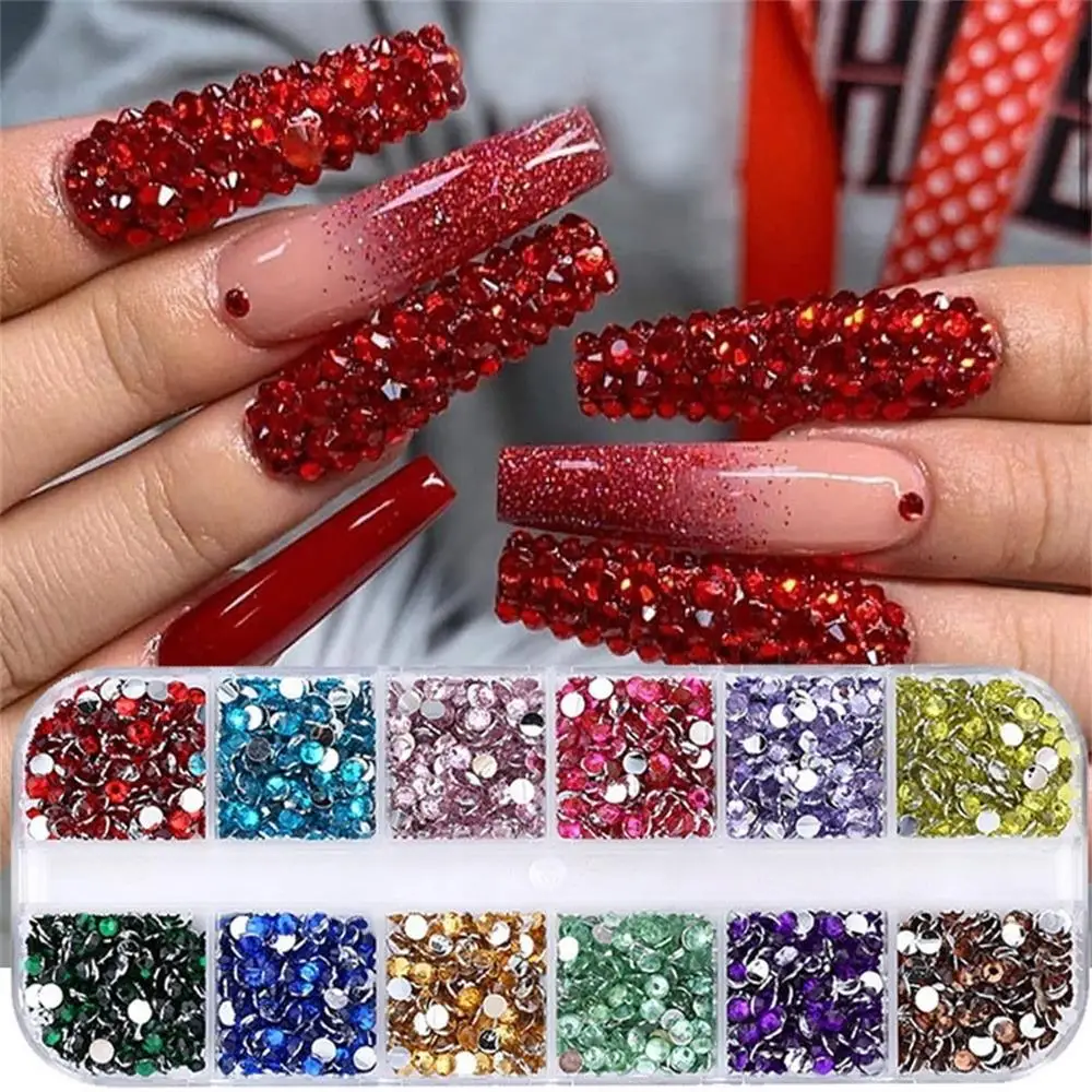 12 сеток разного размера для дизайна ногтей 3D кристалл AB прозрачные камни