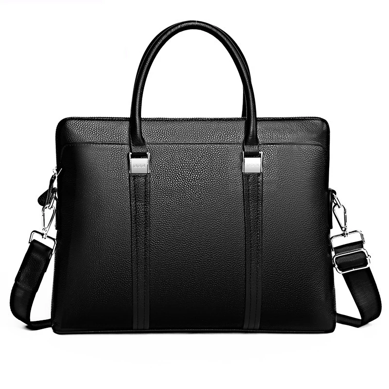 

New Luxury Cow Genuine Leather Business Men's Briefcase Real Natural Leather Shoulder Bag Men Messenger Laptop Computer Bag