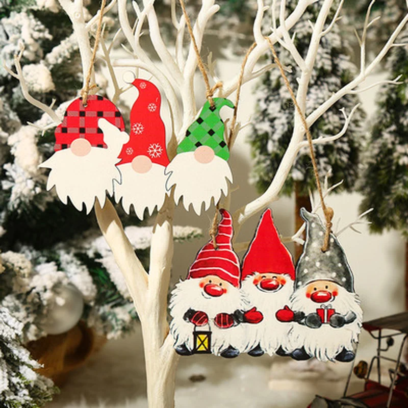 

Christmas Tree Ornament Wooden Gnomes Doll Hanging Pendants Xmas Christmas Decoration for Home New Year Kids Gifts Party Favors