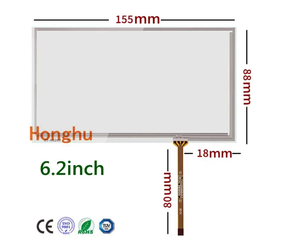 

6.2 "resistive touch screen is suitable for external LCD hand screen of vehicle navigation DVD touch panel 155*88mm