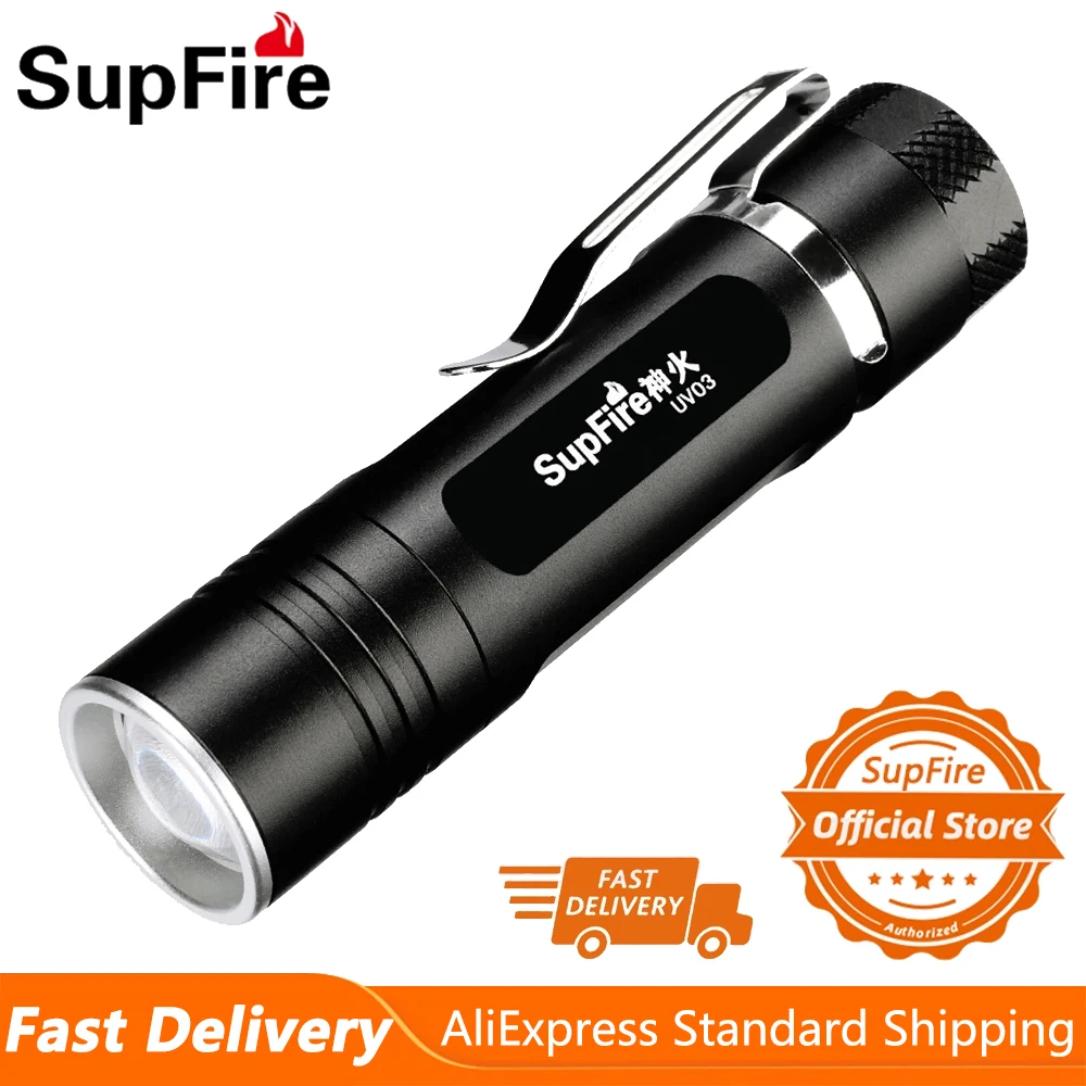

Supfire UV03 LED MINI UV Flashlight Invisible Torch Hunting Mark Checker Bicycle Light Searchlight Camping Lamp