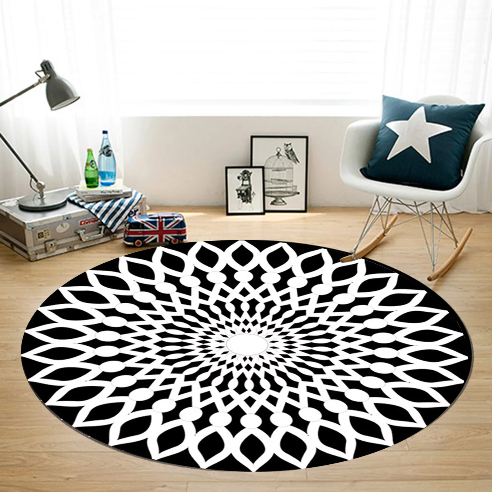 3D космический круглый ковер нескользящий коврик напольный для гостиной столовой