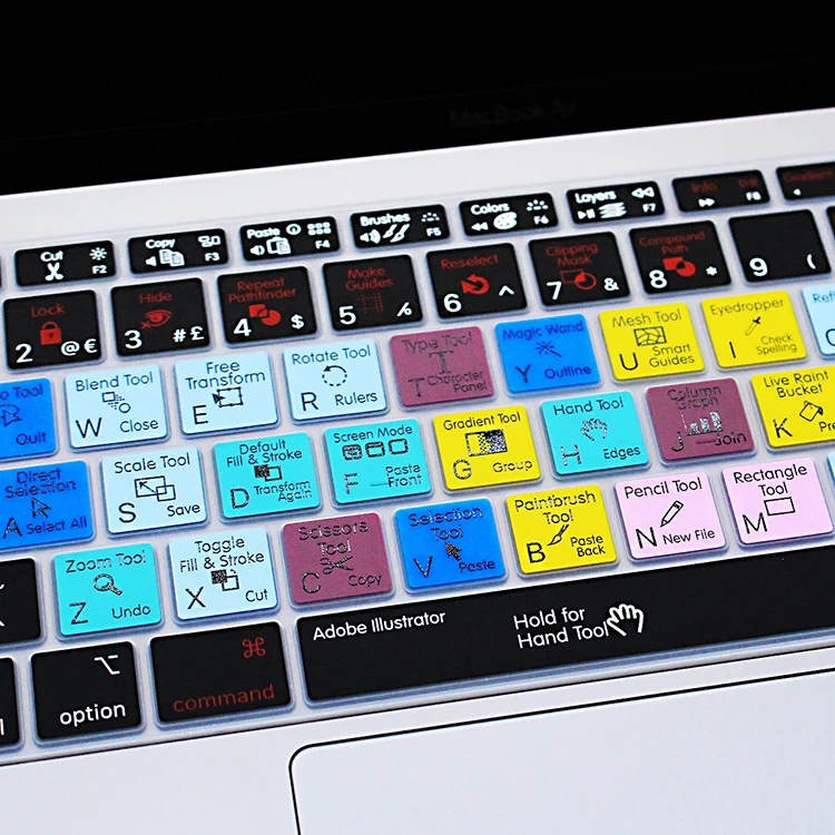 Для Adobe Illustrator ярлыки силиконовая клавиатура обложка кожа для MacBook новейший Air 13