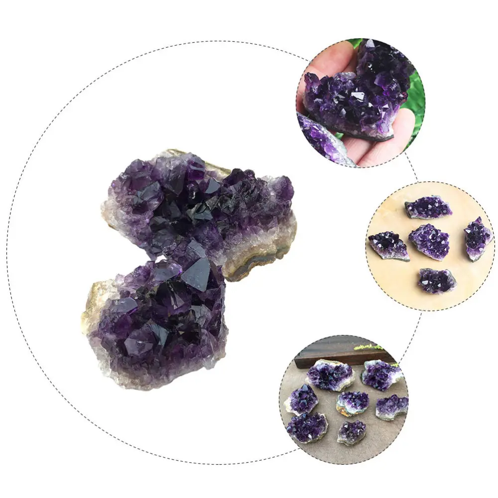 

2pcs Natural Crystal Cluster DIY Amethyst Ornament Crafts Decoration