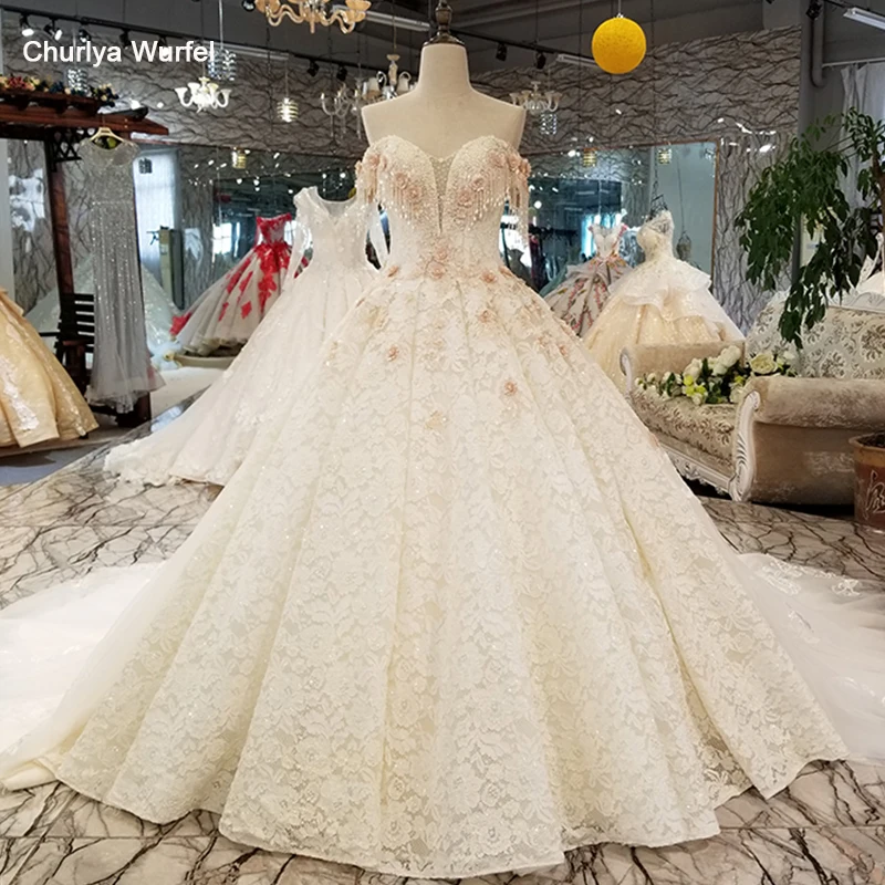 LS9545 платье на свадьбу женскоес плеча дорогой свадебное с ручной работы 3d цветы и