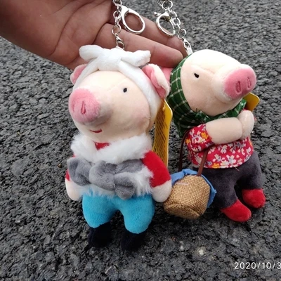 

Bear Gift Box Mini Teddy Bear Key Chain Straw Hat Duck Pendant Charge Duck Pendant Key Chains Bag Jewelry Girl Key Ring