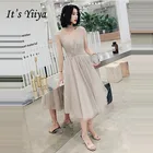 Женское платье для выпускного вечера It's Yiiya, сияющее Элегантное Платье До Колена без рукавов с V-образным вырезом, размера плюс, LF225