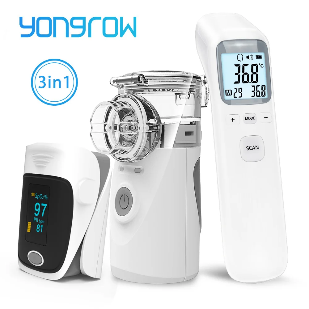 Yongrow OLED пальцевой Пульсоксиметр и ручной ингалятор для астмы ингалятор и детский инфракрасный термометр семейный подарок для здоровья
