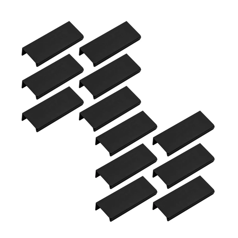 

80mm/3.15 inch Black Mount Finger Edge Pull Concealed Handle for Home Kitchen Door Drawer Cabinet(12Pcs)