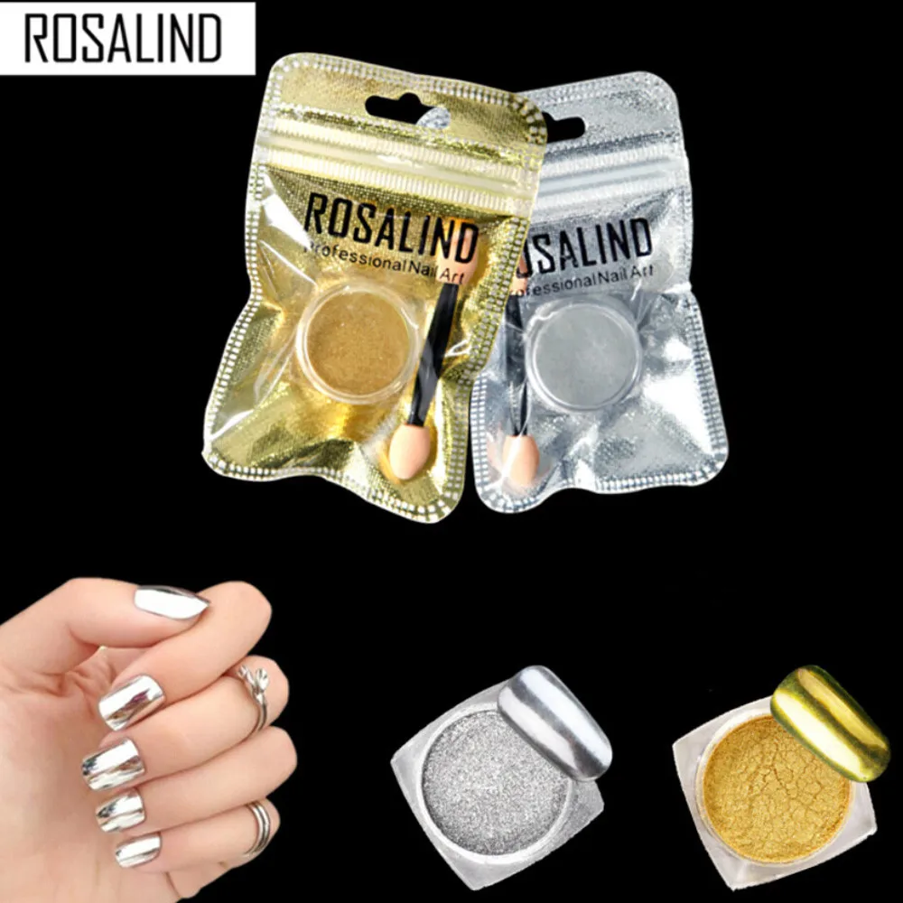 2019 наклейки для ногтей ROSALIND женская зеркальная пудра эффект фотолампы полировка