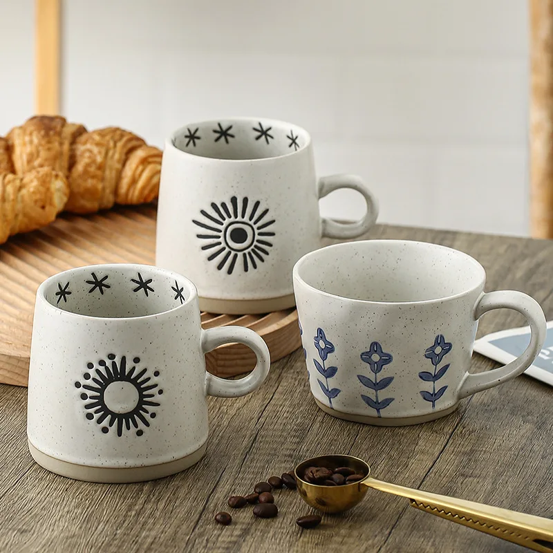 

Japanese style stoneware cup retro water cup ceramic cup home drinking cup coffee cup texture mug Japanese hand-painted cup