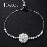 umode fashion round zirconia bracelets for women girls tennis bracelets bangles cz crystal wedding jewelry gifts femme ub0212