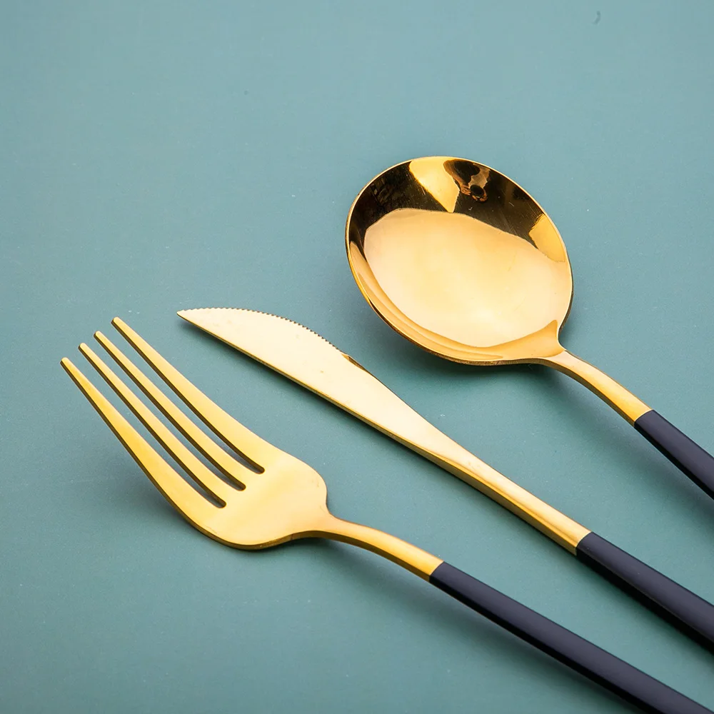 

Gold Cutlery Set 24 Piece Tableware Sets Of Dishes Knifes Spoons Forks Set Stainless Steel Cutlery Dinnerware Set Spoon Settings