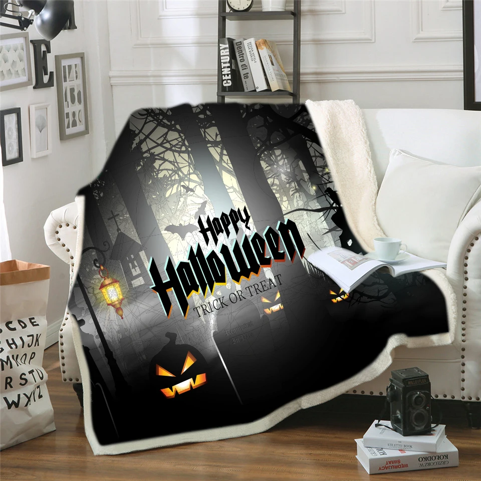 

Dropship Decor Throw Blanket Animal with Burning Eyes In Dark Forest At Night Horror Halloween Illustration Warm Microfiber