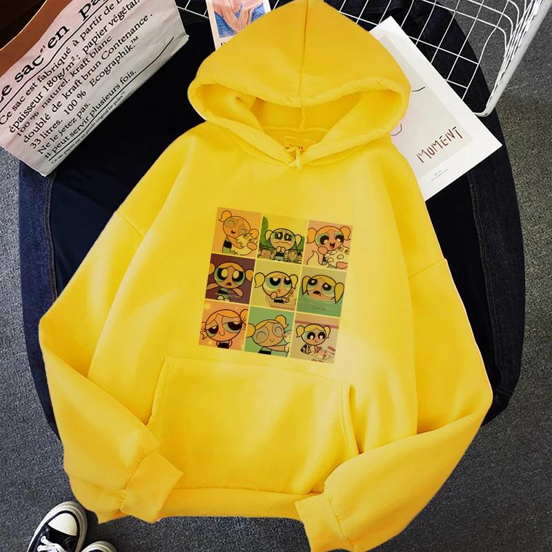 

2020 Fashion Pullovers Powerpuff Print Sweaters Hooded Harajuku Casual Long Sleeve Oversized Pullover Jumpers
