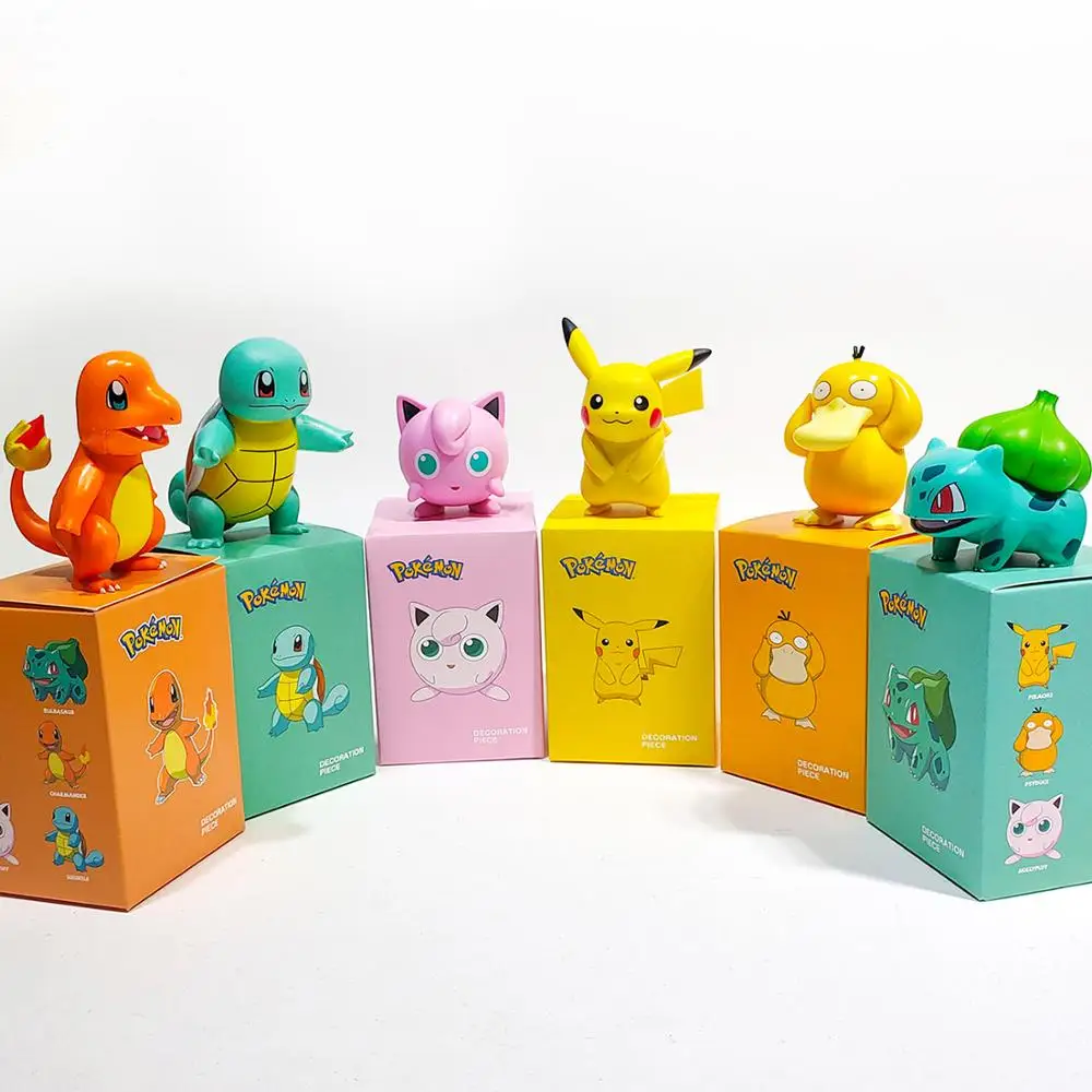 Покемон чармандер Cleffa Пикачу Бульбазавр Сквиртл Psyduck Pocket Monster тыкать модель фигурку Одна деталь игрушки для