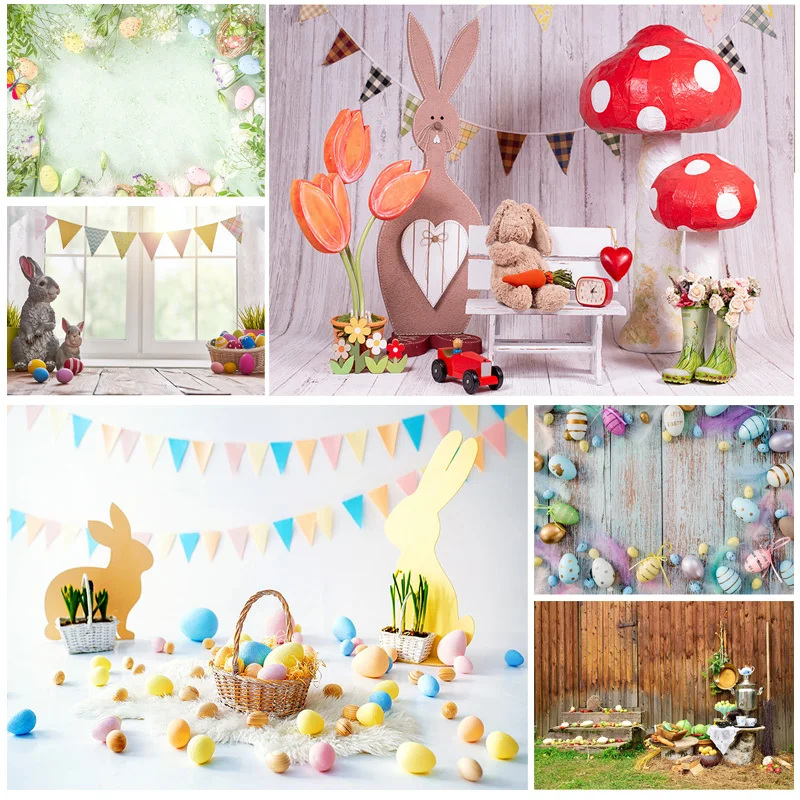 

Easter Eggs Rabbit Photography Backdrops Photo Studio Props Spring Flowers Child Baby Portrait Photo Backdrops 21318FH-37