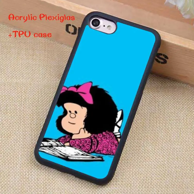 

Hot cute Mafalda Phone Case For iphone 12 11 Pro Max X XR XS SE 2020 6S 7 8 Plus Acrylic Plexiglass TPU